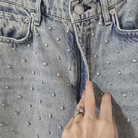 Rag & Bone The Shea High Rise Relaxed Pearl Embellished Jeans New Size 27 - Picture 11 of 15